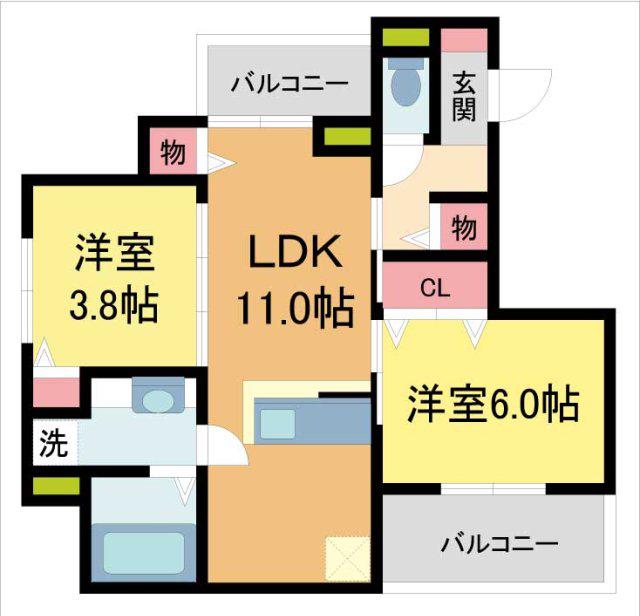 AUDREY(2LDK/3階)の間取り写真