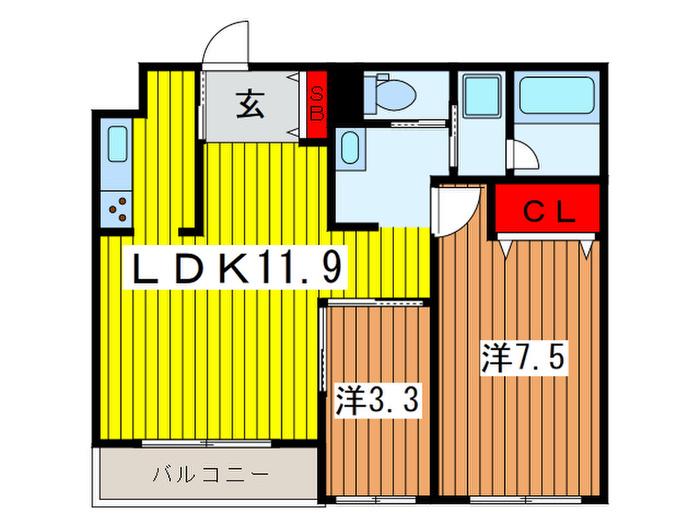 コミューンときわ(2LDK/4階)の間取り写真