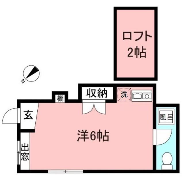 クレセントハイツA号館(ワンルーム/1階)の間取り写真