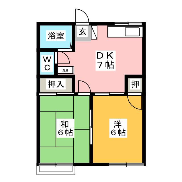 コーポ後田C(2DK/1階)の間取り写真