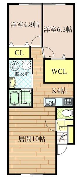 ATEENA永山(2LDK/1階)の間取り写真