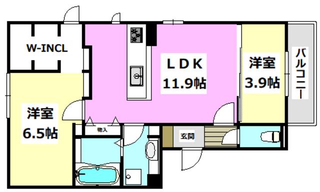 ピアチェーレ(2LDK/1階)の間取り写真