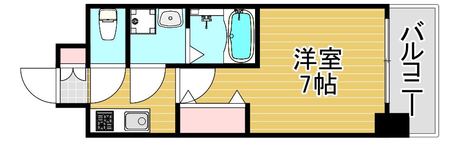 レジュールアッシュ塚本レジデンス(1K/2階)の間取り写真