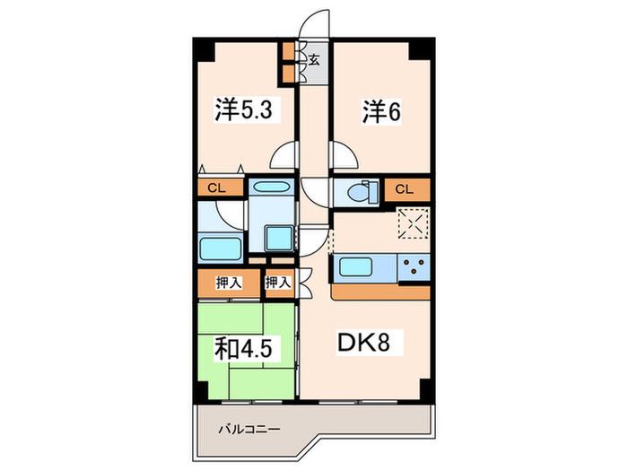 アークプラザ大口(3DK/5階)の間取り写真