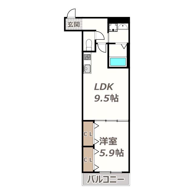 フジパレス今川公園東II番館(1LDK/3階)の間取り写真