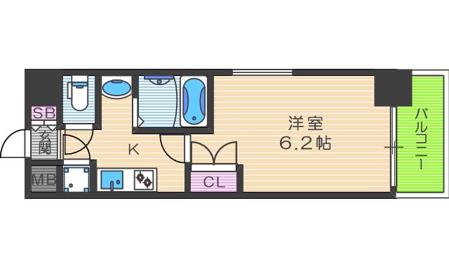 ジュネーゼ梅田北プラウディア(1K/7階)の間取り写真