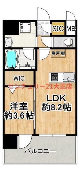 EC難波ウエスト-SIDE8エクシーナ(1LDK/7階)の間取り写真