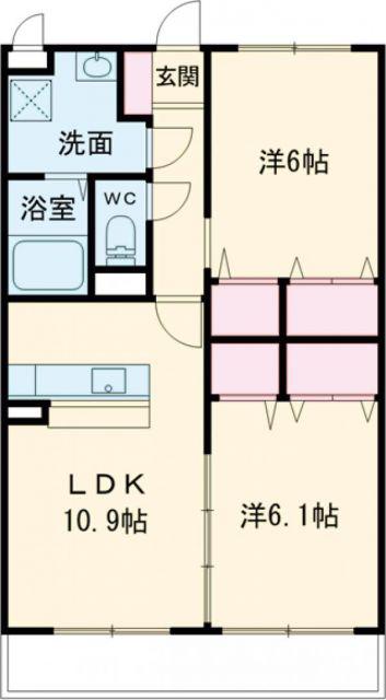 エムズフェルト大在北(2LDK/2階)の間取り写真