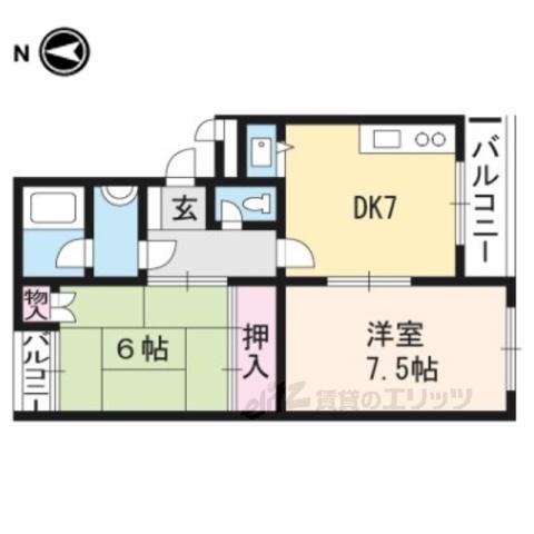ベルエトワール(2DK/2階)の間取り写真