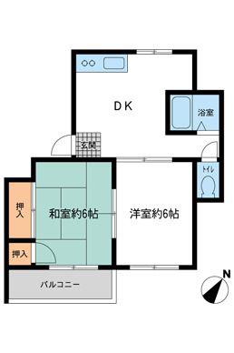 グリーンハイム(2DK/5階)の間取り写真