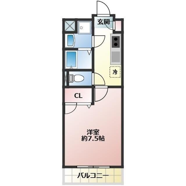 アドミラブール(1K/4階)の間取り写真