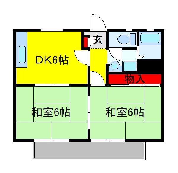 コスモレジデンス(2DK/1階)の間取り写真