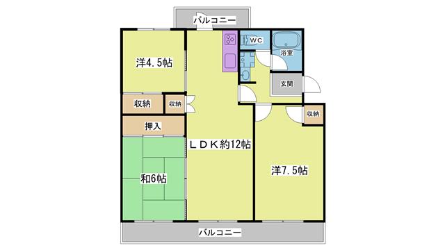 鈴蘭泉台第4ハウス(3LDK/2階)の間取り写真