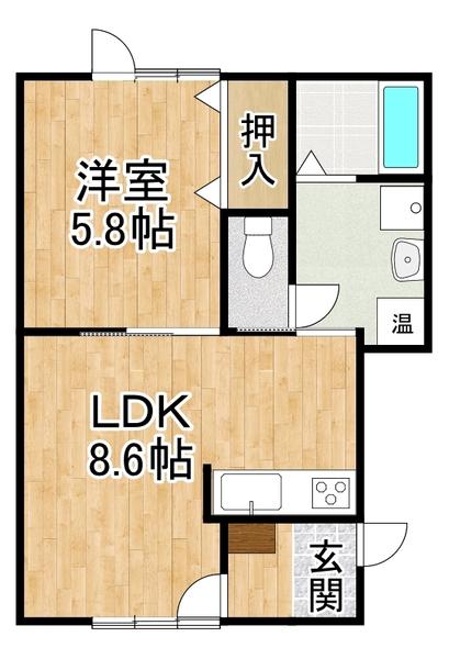 PLAIN(1LDK/2階)の間取り写真