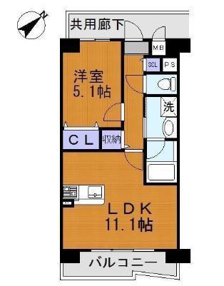 カンマキーノ3F(1LDK/5階)の間取り写真