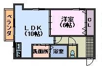 月乃輪コーポラス(1LDK/1階)の間取り写真