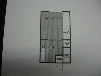 シャトー田富(1DK/1階)の間取り写真