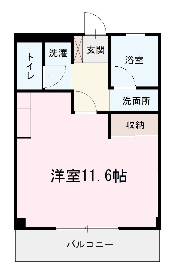 ヴァイオレットW II(ワンルーム/1階)の間取り写真