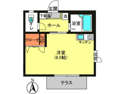 パシオーネ千早(ワンルーム/1階)の間取り写真