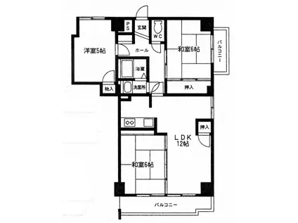 サンシティ千代田(3LDK/6階)の間取り写真
