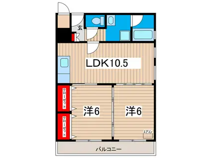 富士ビル(2LDK/4階)の間取り写真