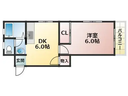 長吉ハイツ(1DK/3階)の間取り写真