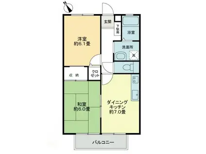 タートルハイツA(2DK/1階)の間取り写真