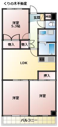ライブタウン宝来(3LDK/10階)の間取り写真