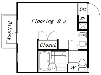 カーサ・デ・アトリオ(ワンルーム/1階)の間取り写真