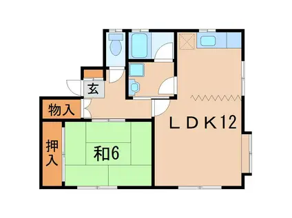 レスト3永井川C(1LDK/1階)の間取り写真