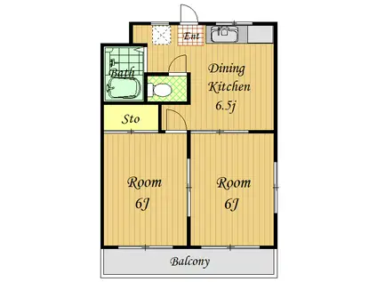 ニューストンハイム(2DK/3階)の間取り写真