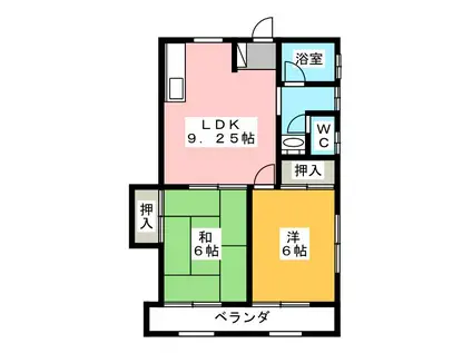 サンヒルズA(2LDK/2階)の間取り写真