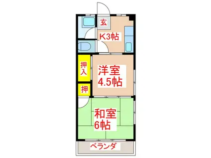 甲南マンション(2K/2階)の間取り写真