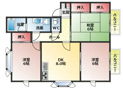 カーサファルファーラ(3DK/2階)の間取り写真