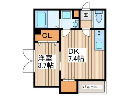 メゾンふじII(1DK/2階)の間取り写真
