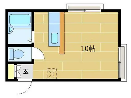 ＪＲ山口線 宮野駅 徒歩17分 2階建 築29年(ワンルーム/1階)の間取り写真