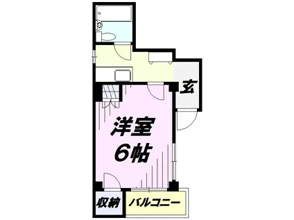 ポルシェ新所沢(1K/2階)の間取り写真