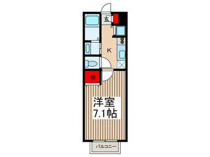 パセオ鈴谷(1K/2階)の間取り写真