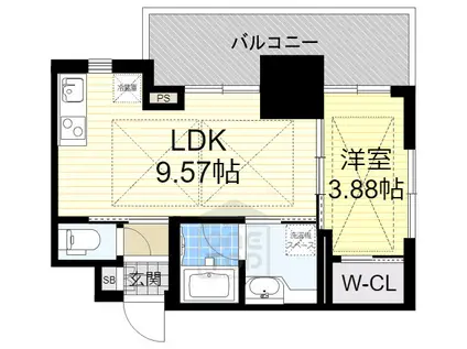 ノルデンタワー江坂プレミアム(1LDK/18階)の間取り写真