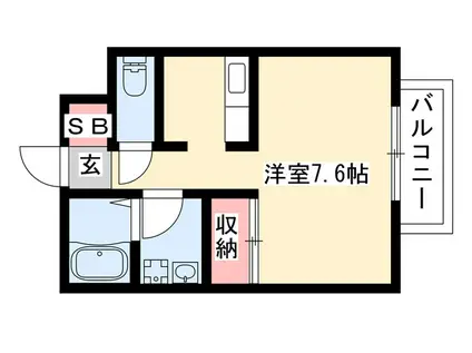 ラ・フォーレ萩原(ワンルーム/2階)の間取り写真