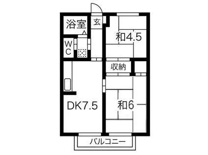 シティハイツWAKAGO(2DK/1階)の間取り写真