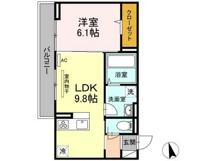 ラ・ナチュール曙(1LDK/2階)の間取り写真