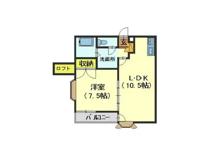 サントピア鵜坂(1LDK/2階)の間取り写真