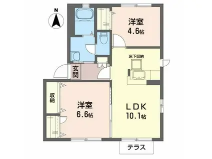 パステルコート 成田I(2LDK/1階)の間取り写真