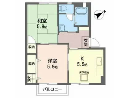 サンロードD(2K/1階)の間取り写真