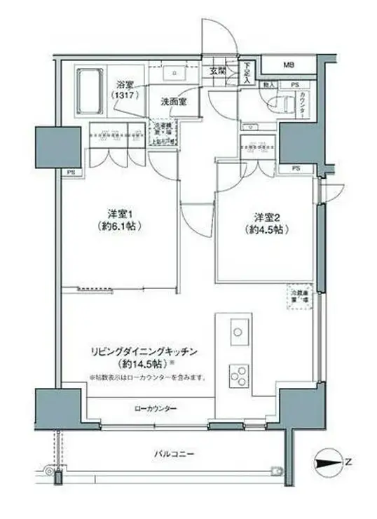 パークハビオ東中野 13階階 間取り