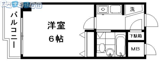 ベルトピア上所(1K/2階)の間取り写真