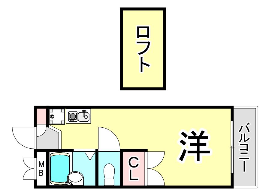 レオパレス夙川(ワンルーム/2階)の間取り写真