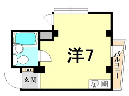 シャトー甲陽(ワンルーム/3階)の間取り写真