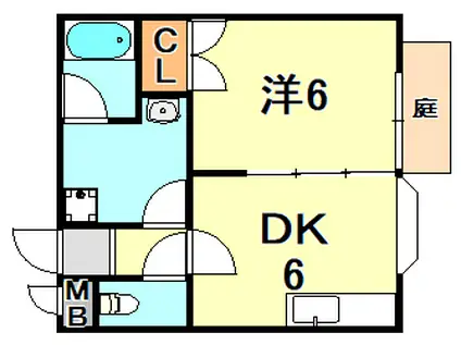 グレース一番館(1DK/1階)の間取り写真